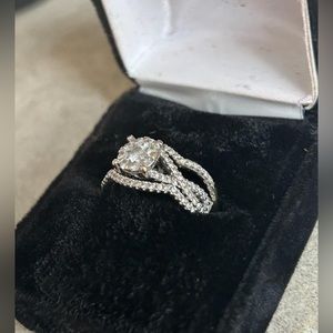 Wedding band set: Engagement Band, wedding Band  and additional 1 year band